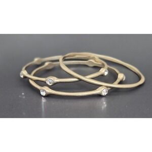 Lia Sophia For You Matte Gold Tone Bracelet Set Of 3 With Jewels Stackable